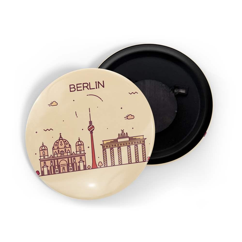 dhcrafts Fridge Magnet Brown Color Berlin Glossy Finish Design Pack of 1